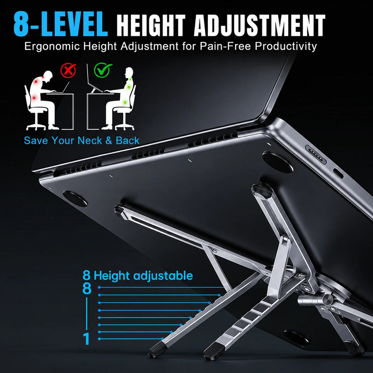 3-in-1 Magnetic Foldable Laptop Stand