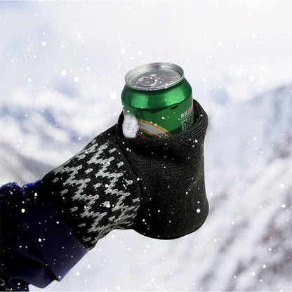 Winter Knit Beer Bottle Gloves｜Striped Drink Cooler Sleeve