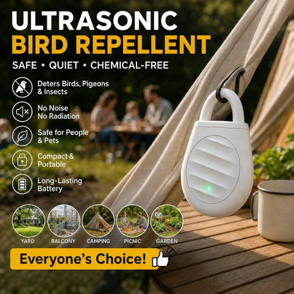 🐦No more trouble from birds, beasts and locusts!Portable Ultrasonic Bird Repellent Keychain