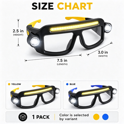 Rechargeable LED Headlamp Glasses - Hand-Wave Sense, Type-C USB Charging 🕶️