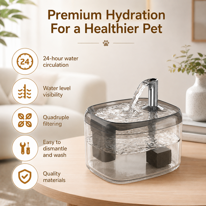 1.5L USB Automatic Cat Water Fountain with Filter for Cats and Small Dogs