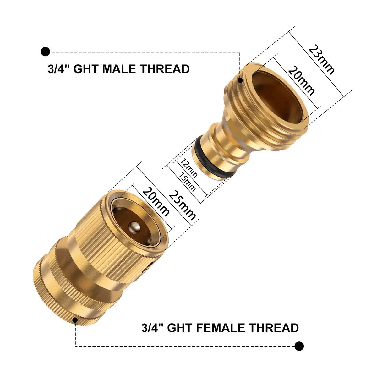 Solid Brass Garden Hose Quick Connector Set No Leak Water Hose Adapter