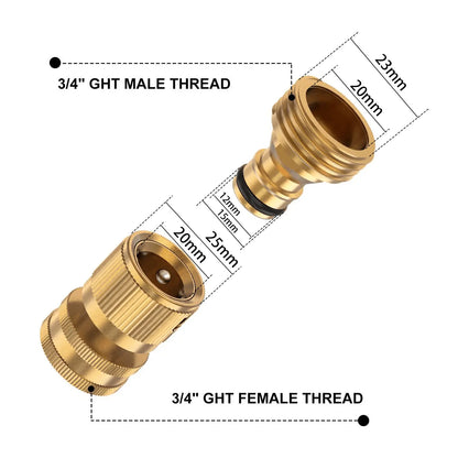Solid Brass Garden Hose Quick Connector Set No Leak Water Hose Adapter