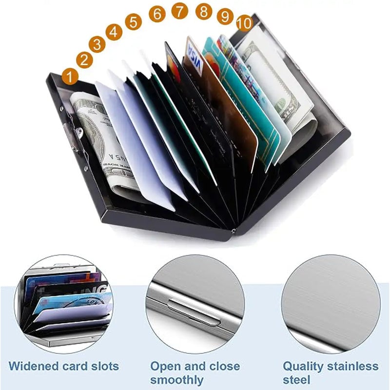 💸 Price Drop! 💰RFID-blocking card holder – stainless steel, slim design, 3 capacities. 📇✨