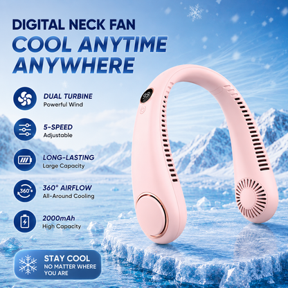 🥳2026 HOT SALE🥳💞50K+ SOLD!🍃💨 50% OFF! Neck Air Conditioner Fan – Ultra‑quiet, 360° rotating, Hands‑free cooling, long battery. 😎🌬️