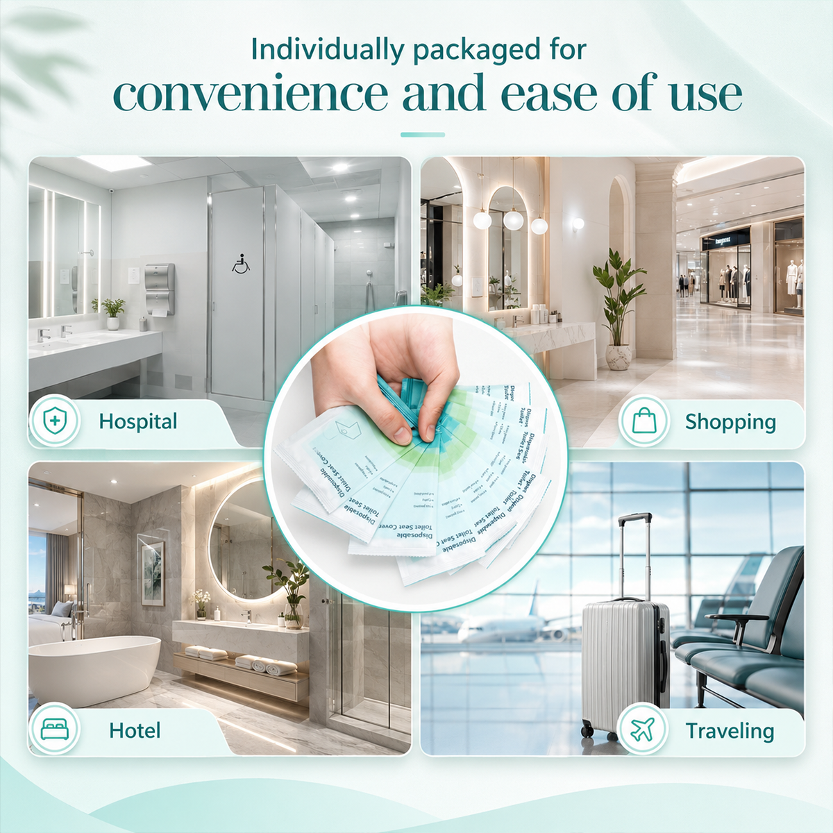Disposable Toilet Seat Covers Waterproof 16x24in