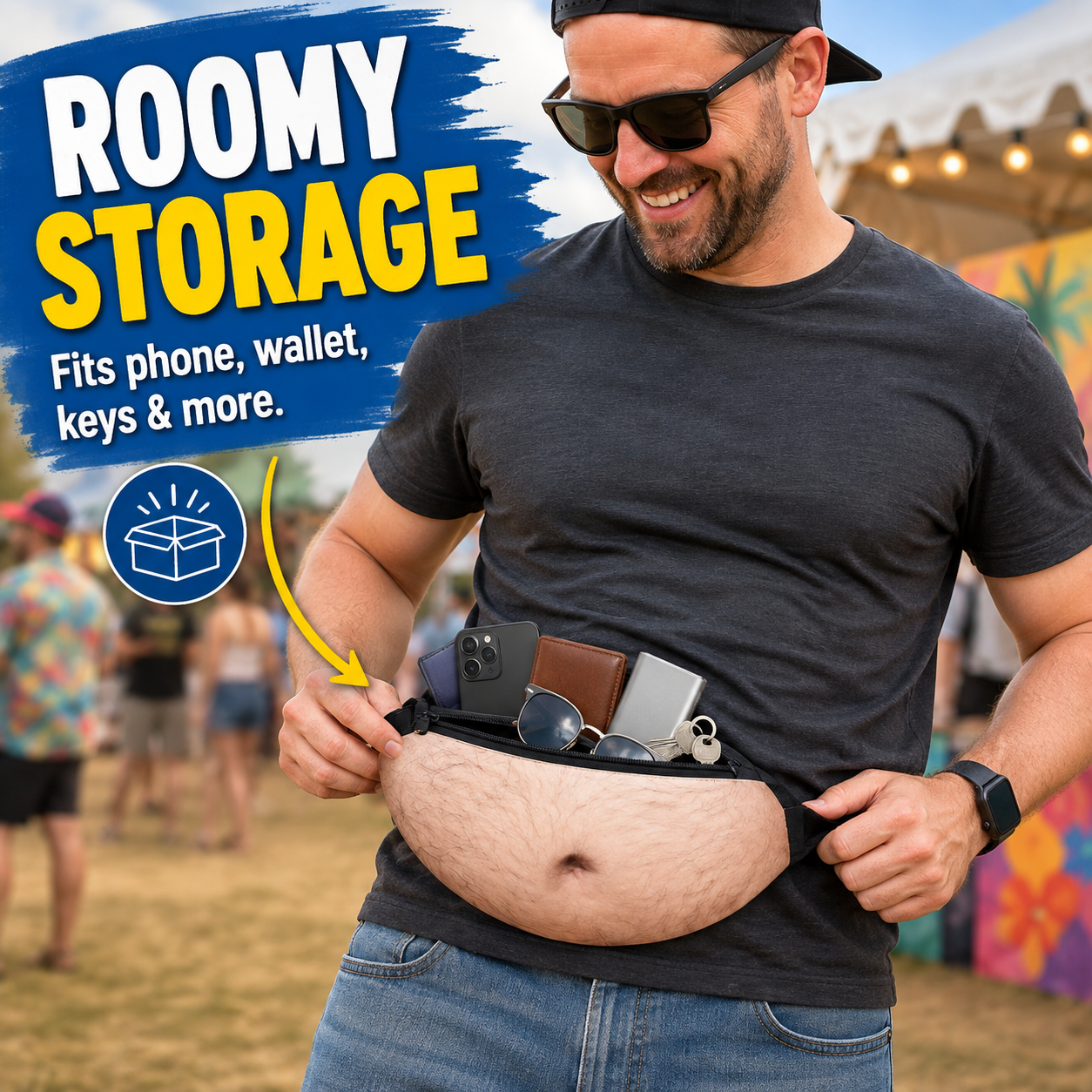 😂 Fake Beer Belly Fanny Pack - Hilarious Dad Bod Waist Bag for Pranks & Parties 🍻