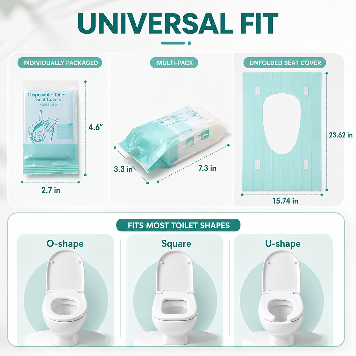 Disposable Toilet Seat Covers Waterproof 16x24in