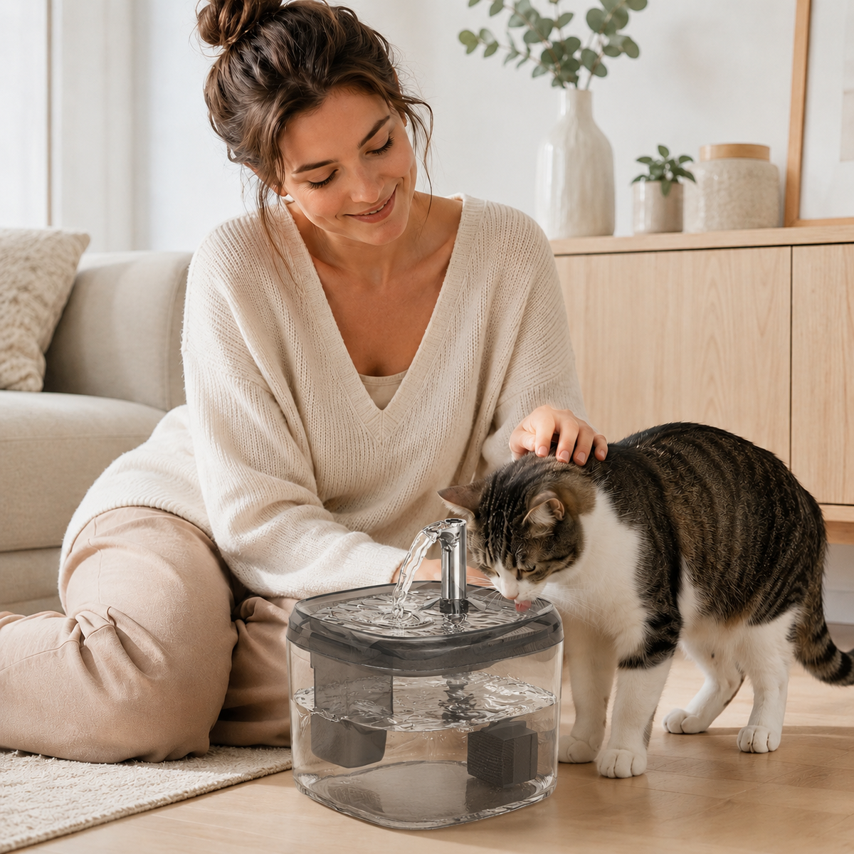 1.5L USB Automatic Cat Water Fountain with Filter for Cats and Small Dogs