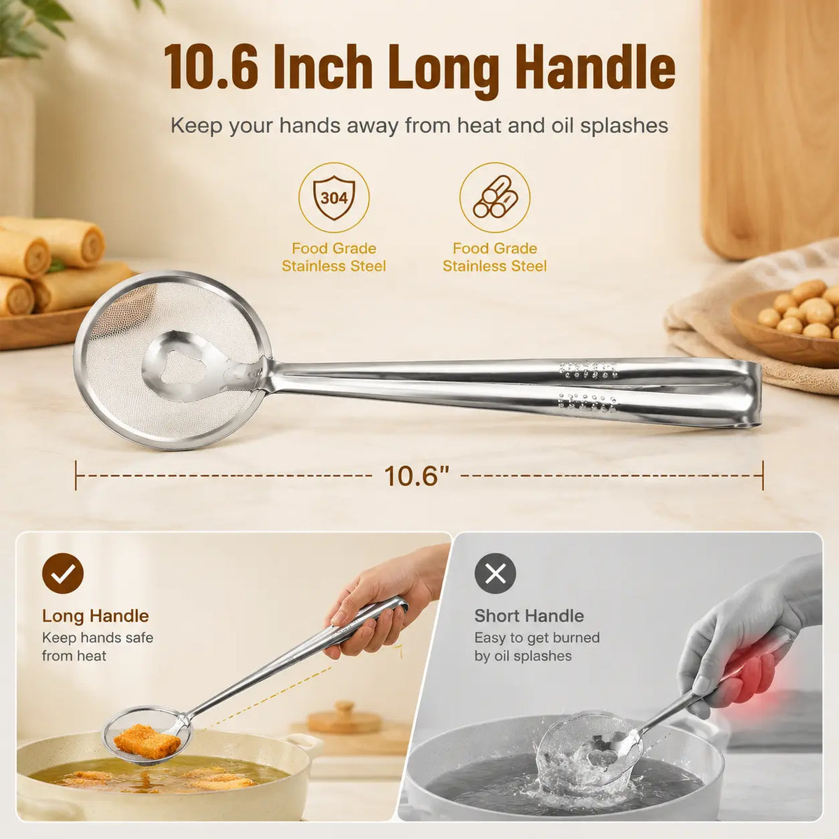 🍟 2-in-1 Stainless Steel Oil Strainer Tongs