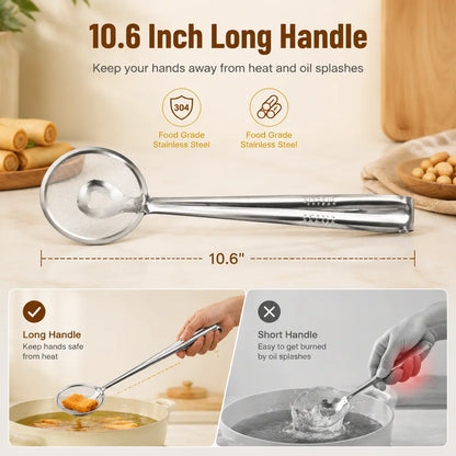 🍟 2-in-1 Stainless Steel Oil Strainer Tongs
