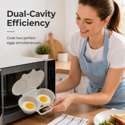 🥳2026 HOT SALE🥳💞50K+ SOLD! 🥗🎁 Microwave Egg Poacher——Dual‑cavity, non‑stick & easy clean. Healthier than frying – stock up & save! 🏠✅
