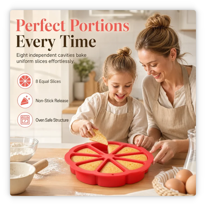 🥳HOT SALE🥳💞49K+ SOLD! Buy 2 Get 1 FREE! Silicone Cake Mold – 8 cavities, 23cm & flexible release. Perfect portions – grab yours! ✅