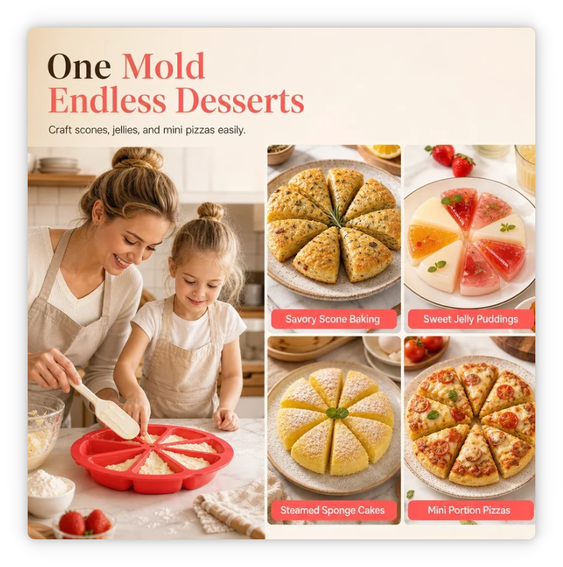 🥳HOT SALE🥳💞49K+ SOLD! Buy 2 Get 1 FREE! Silicone Cake Mold – 8 cavities, 23cm & flexible release. Perfect portions – grab yours! ✅