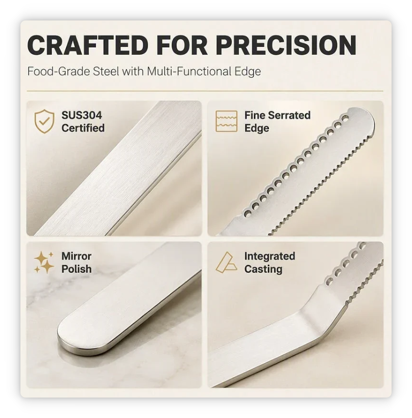 Professional 304 Stainless Steel 3-in-1 Butter Knife and Spreader