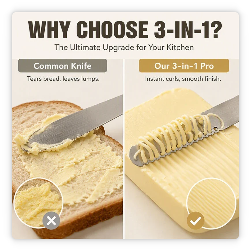 Professional 304 Stainless Steel 3-in-1 Butter Knife and Spreader