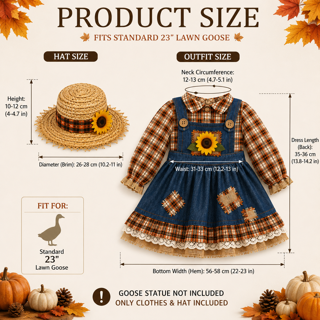 🌻  New 23" Sunflower Harvest Goose Outfit™ | Autumn Farmhouse Porch Decor（