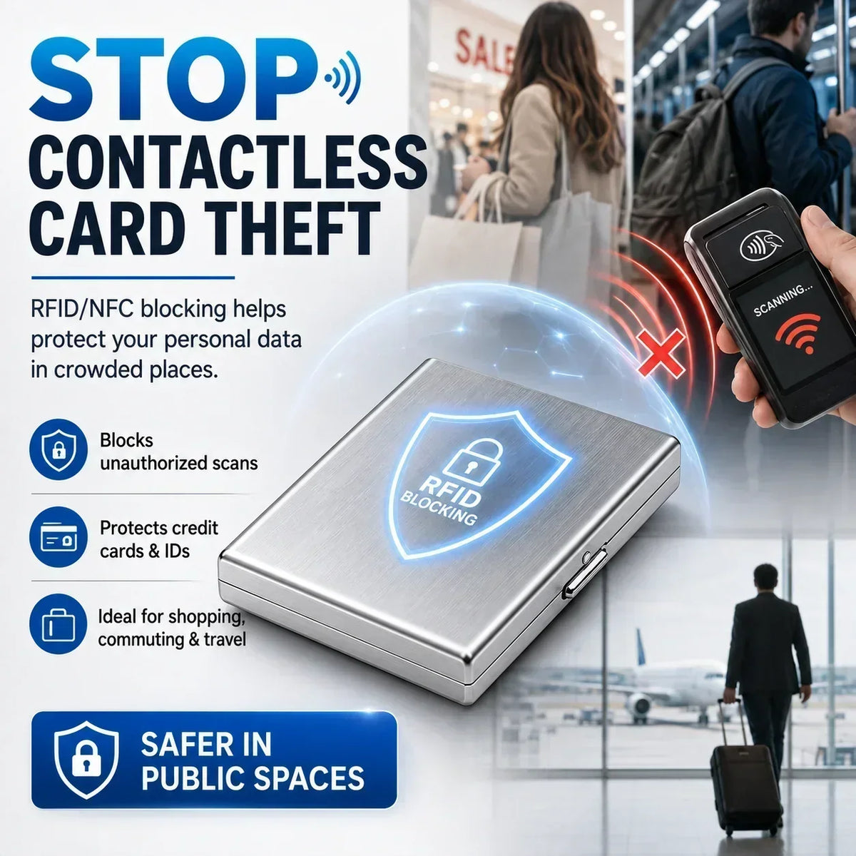 💸 Price Drop! 💰RFID-blocking card holder – stainless steel, slim design, 3 capacities. 📇✨