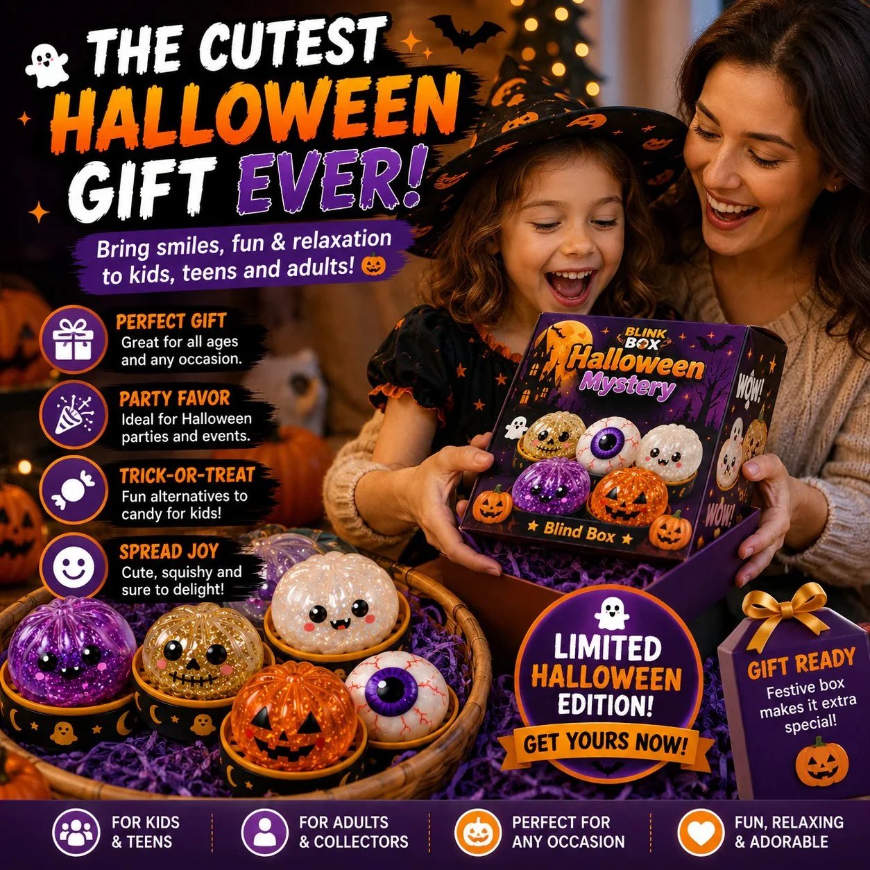 🔥49% OFF TODAY 🎃 Halloween Steamed Bun Squishy Mystery Box Toy