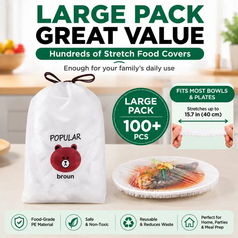 🥗100 PCS  Disposable Stretch Food Covers