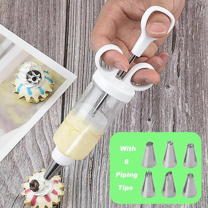 Stainless Steel Cake Decorating Gun Kit – Complete Frosting Piping Set with 18 Tips & Nozzles – Decorate Inside & Out ✨
