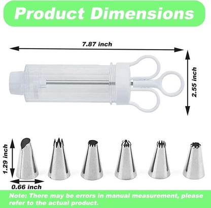 Stainless Steel Cake Decorating Gun Kit – Complete Frosting Piping Set with 18 Tips & Nozzles – Decorate Inside & Out ✨
