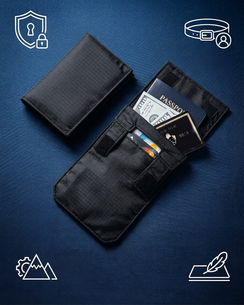 Hidden Security Travel Wallet Concealed Pocket for Passport Cash Cards