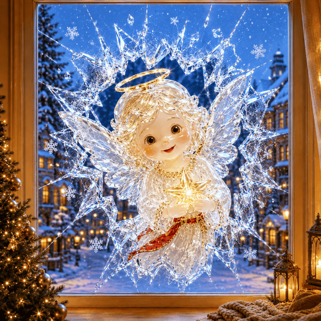🔥 Last Day 50% OFF - 3D Crystal Christmas Window Decal 🎄 Shattered-Glass Holiday Decoration