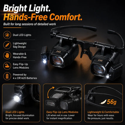 💥 LAST DAY 49% OFF 🔍 24X LED Hands-Free Magnifier for Precision Work 💡