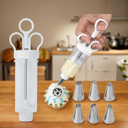 Stainless Steel Cake Decorating Gun Kit – Complete Frosting Piping Set with 18 Tips & Nozzles – Decorate Inside & Out ✨