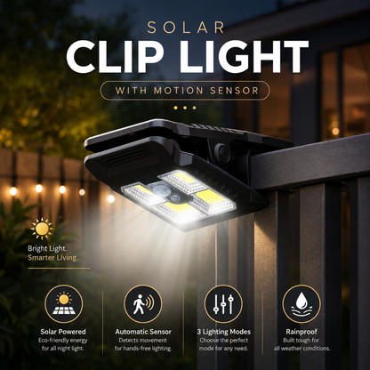 Solar Motion Sensor Outdoor Clip Light for Camping Garden and Garage