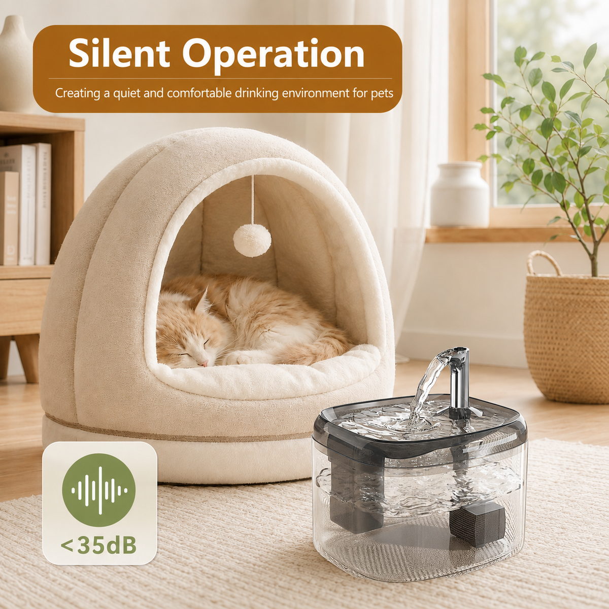 1.5L USB Automatic Cat Water Fountain with Filter for Cats and Small Dogs