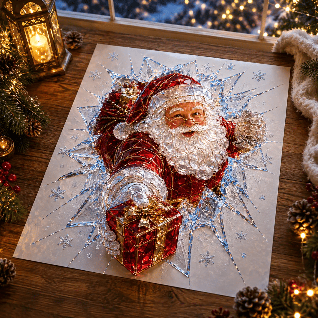 🔥 Last Day 50% OFF - 3D Crystal Christmas Window Decal 🎄 Shattered-Glass Holiday Decoration