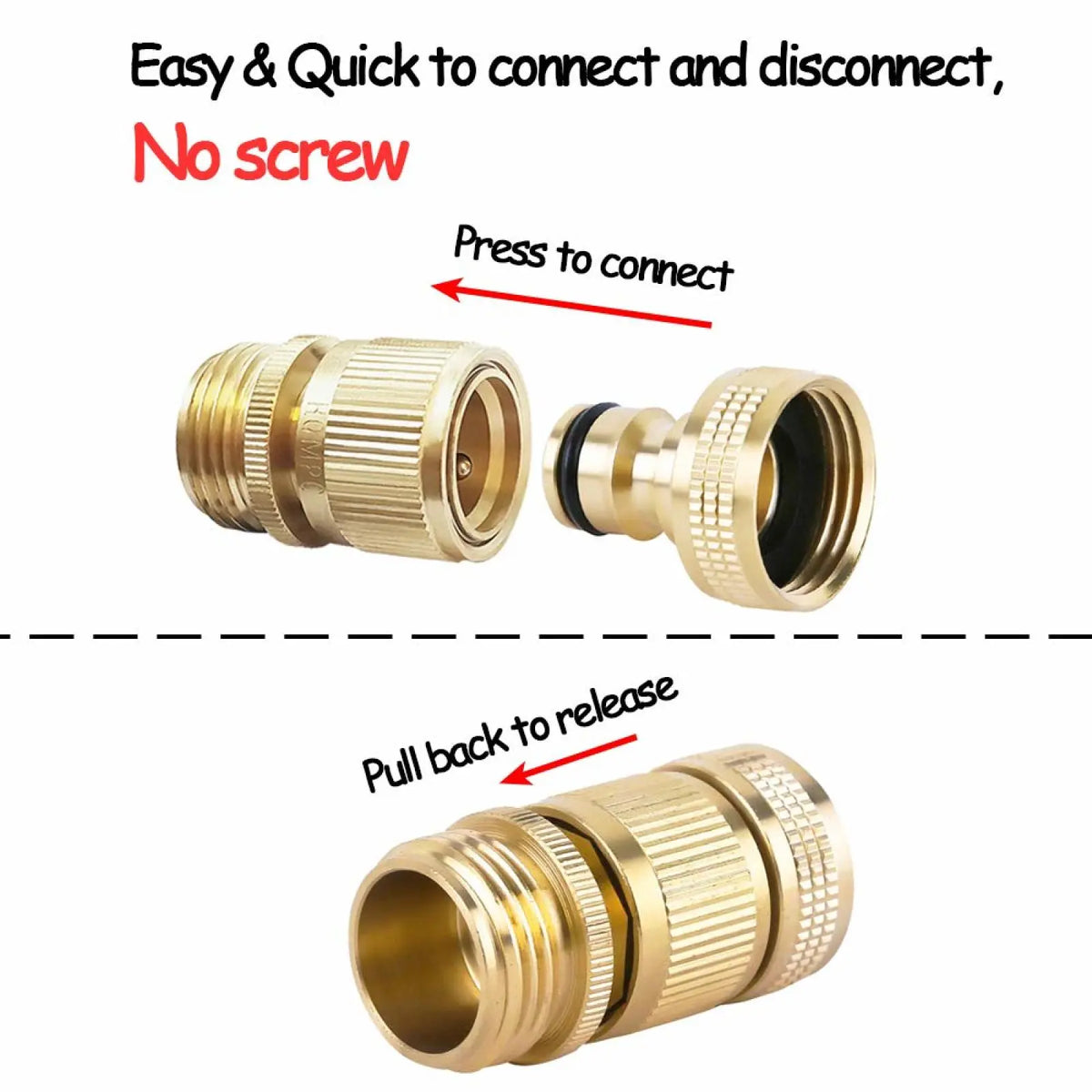 Solid Brass Garden Hose Quick Connector Set No Leak Water Hose Adapter