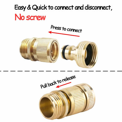 Solid Brass Garden Hose Quick Connector Set No Leak Water Hose Adapter
