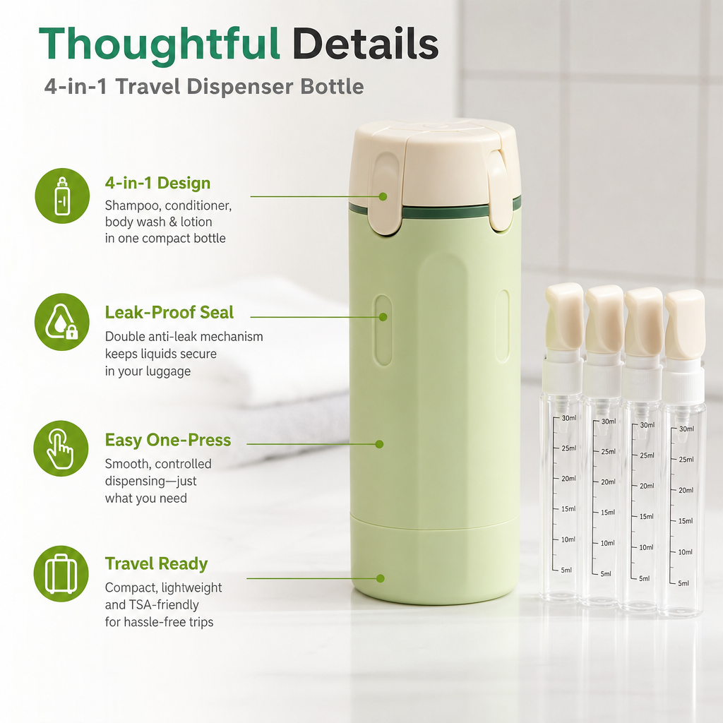 4-in-1 Travel Dispenser Bottle