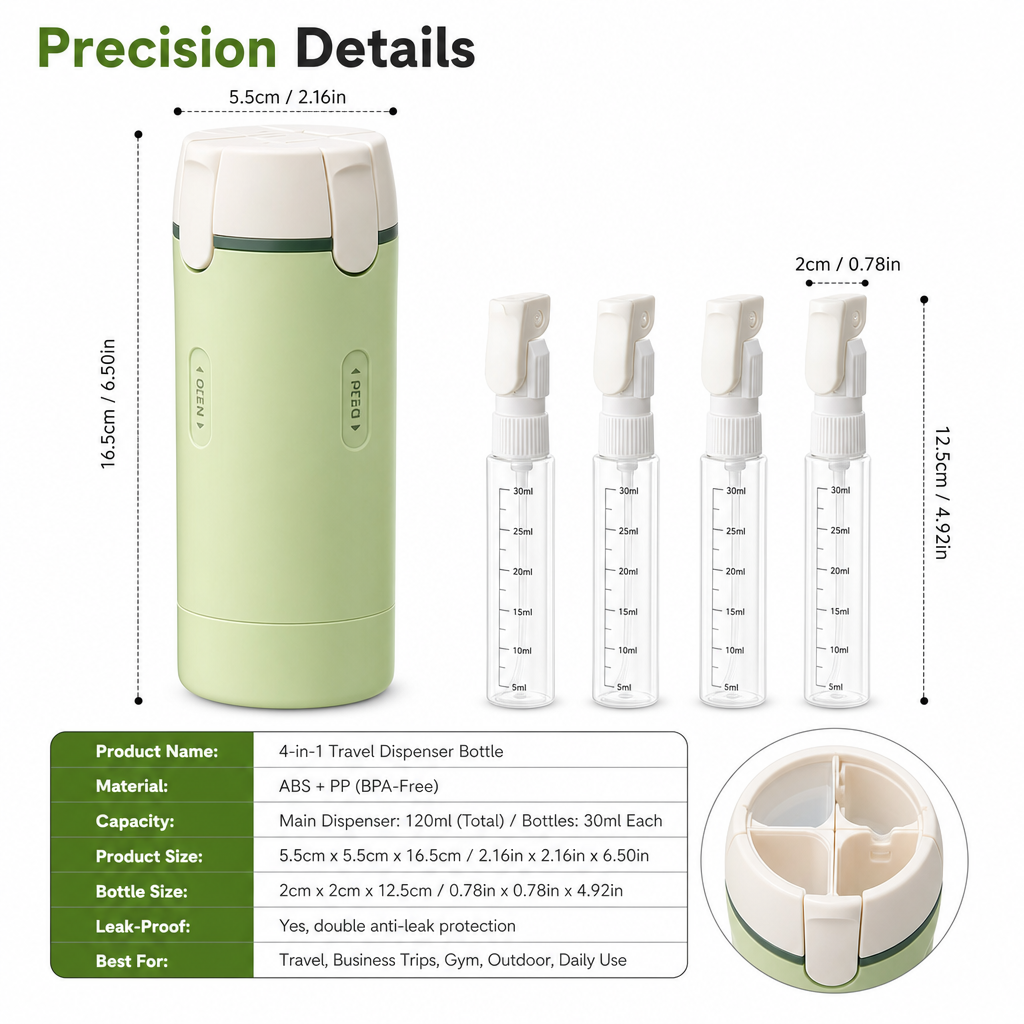 4-in-1 Travel Dispenser Bottle