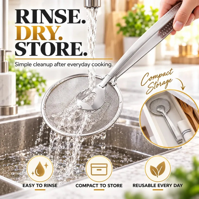 2-in-1 Spider Strainer Tongs - Stainless Steel Frying & Draining Tool