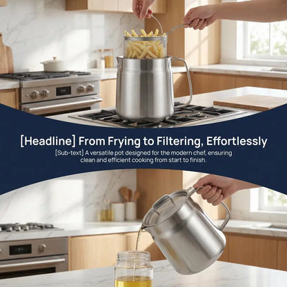 304 Stainless Steel Deep Fryer Pot Set - Durable, Compact Household Kitchen Supplies 🥘
