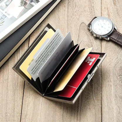 💸 Price Drop! 💰RFID-blocking card holder – stainless steel, slim design, 3 capacities. 📇✨