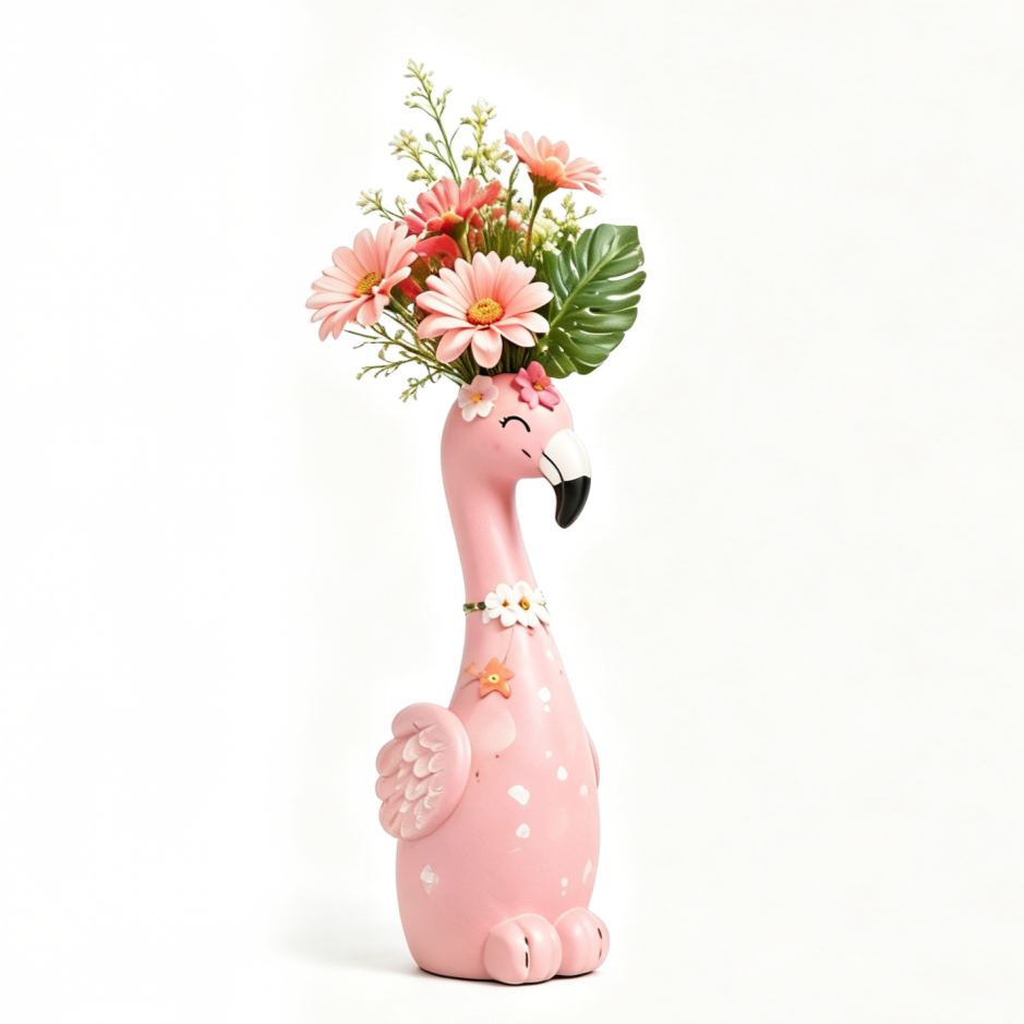 🦩Cute Flamingo Decorative Vase 🌸 5 Styles Resin Figurine Vase Tabletop Centerpiece Indoor Home Shelf Decor Gift（副本）