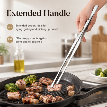 2 Pcs 30 cm Long Stainless Steel BBQ Tweezers Set for Grilling & Cooking