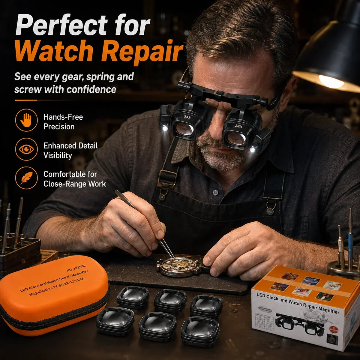 💥 LAST DAY 49% OFF 🔍 24X LED Hands-Free Magnifier for Precision Work 💡