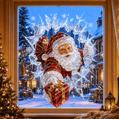 🔥 Last Day 50% OFF - 3D Crystal Christmas Window Decal 🎄 Shattered-Glass Holiday Decoration