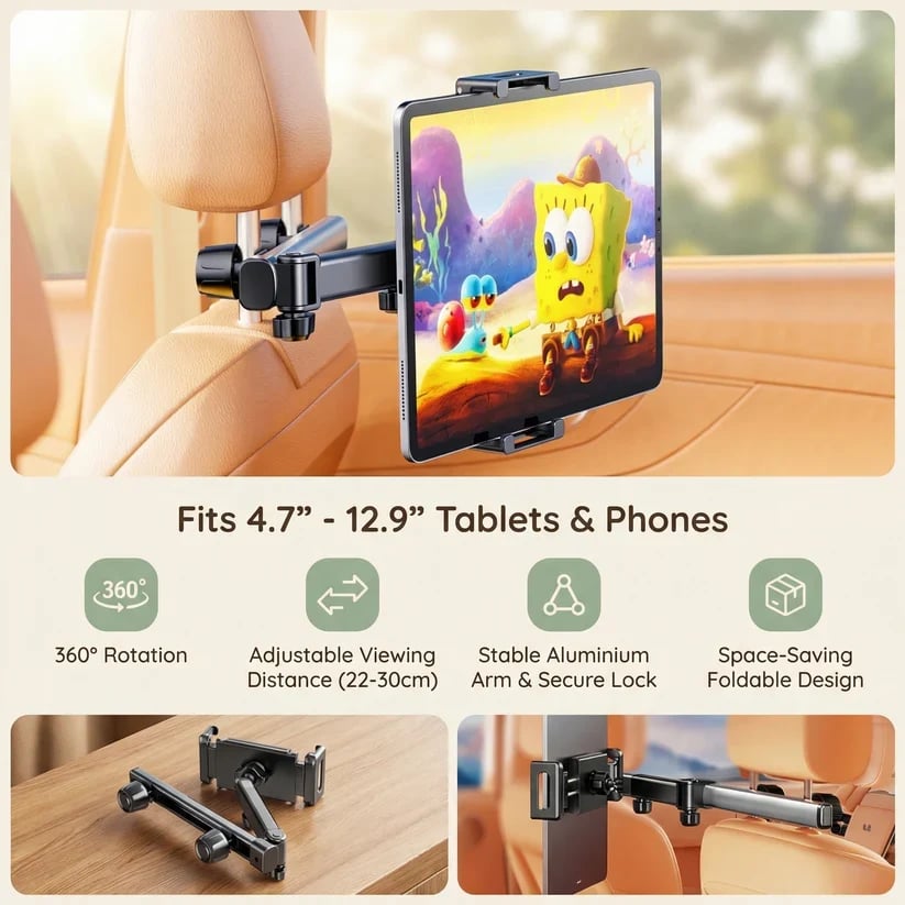 Car Headrest Tablet Holder for Kids