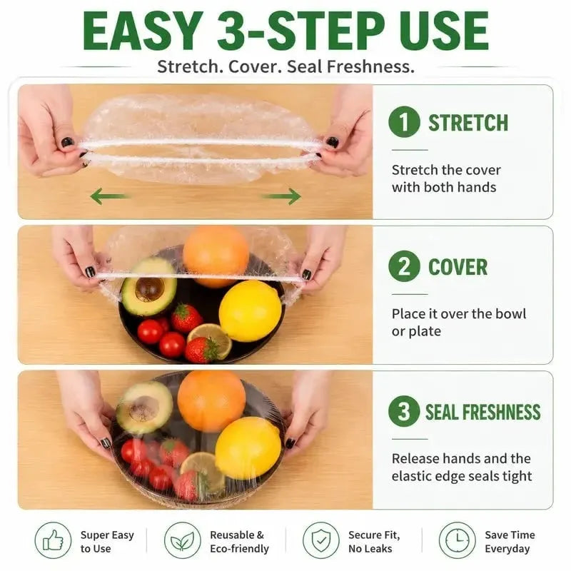 🥗100 PCS  Disposable Stretch Food Covers