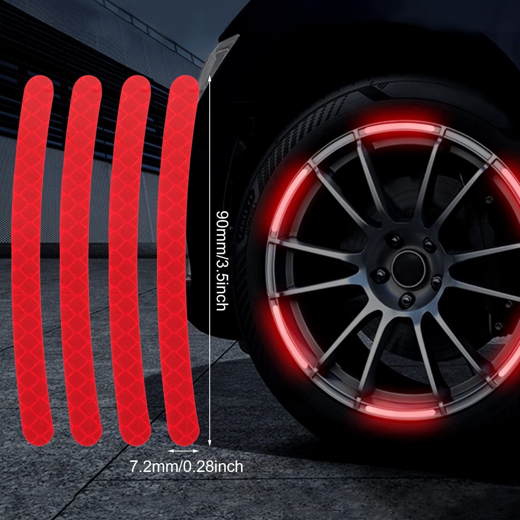 20 PCS Creative Wheel Hub Rim Reflective Stickers