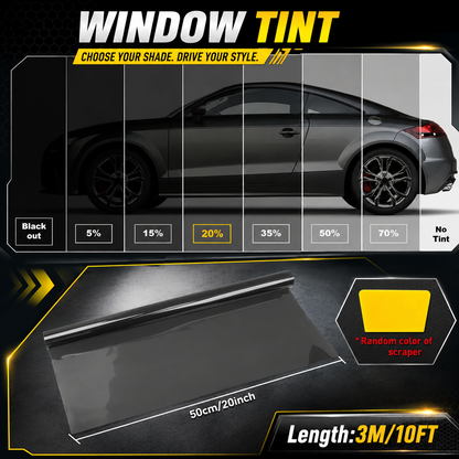 300CM Uncut Window Tint Film - 1% to 70% VLT Options
