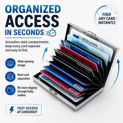 💸 Price Drop! 💰RFID-blocking card holder – stainless steel, slim design, 3 capacities. 📇✨
