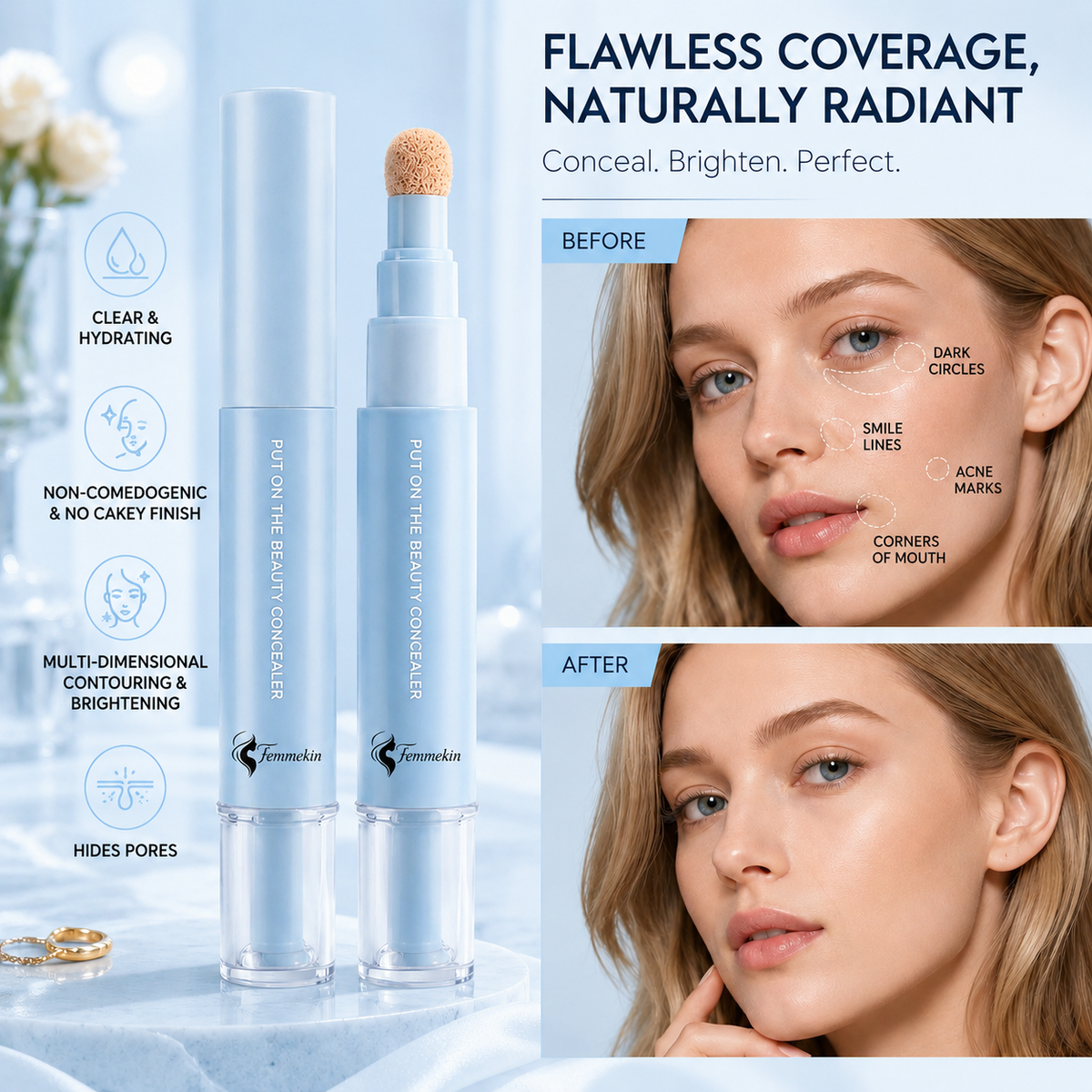 Matte Concealer Foundation Powder for Flawless Skin